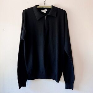 Men’s long sleeve black quarter zip wool sweater size L‎